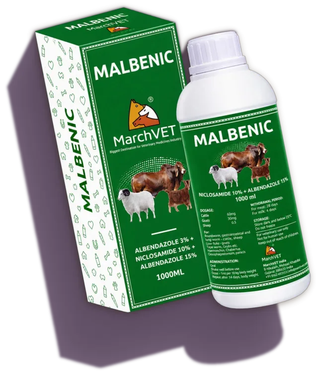 MALBENIC (ALBENDAZOLE 30MG + NICLOSAMIDE 100MG)
      (ALBENDAZOLE 150MG + NICLOSAMIDE 500MG) hover
